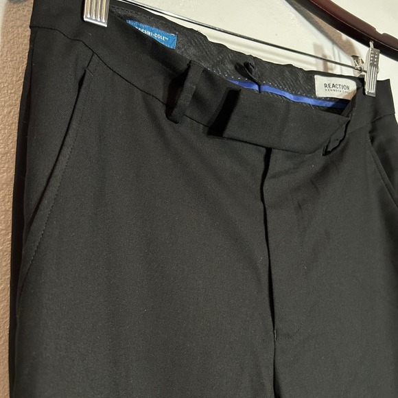 Reaction Kenneth Cole Dress Pants Black Straight Leg Trouser Men's Size 36R W29 - Picture 6 of 7